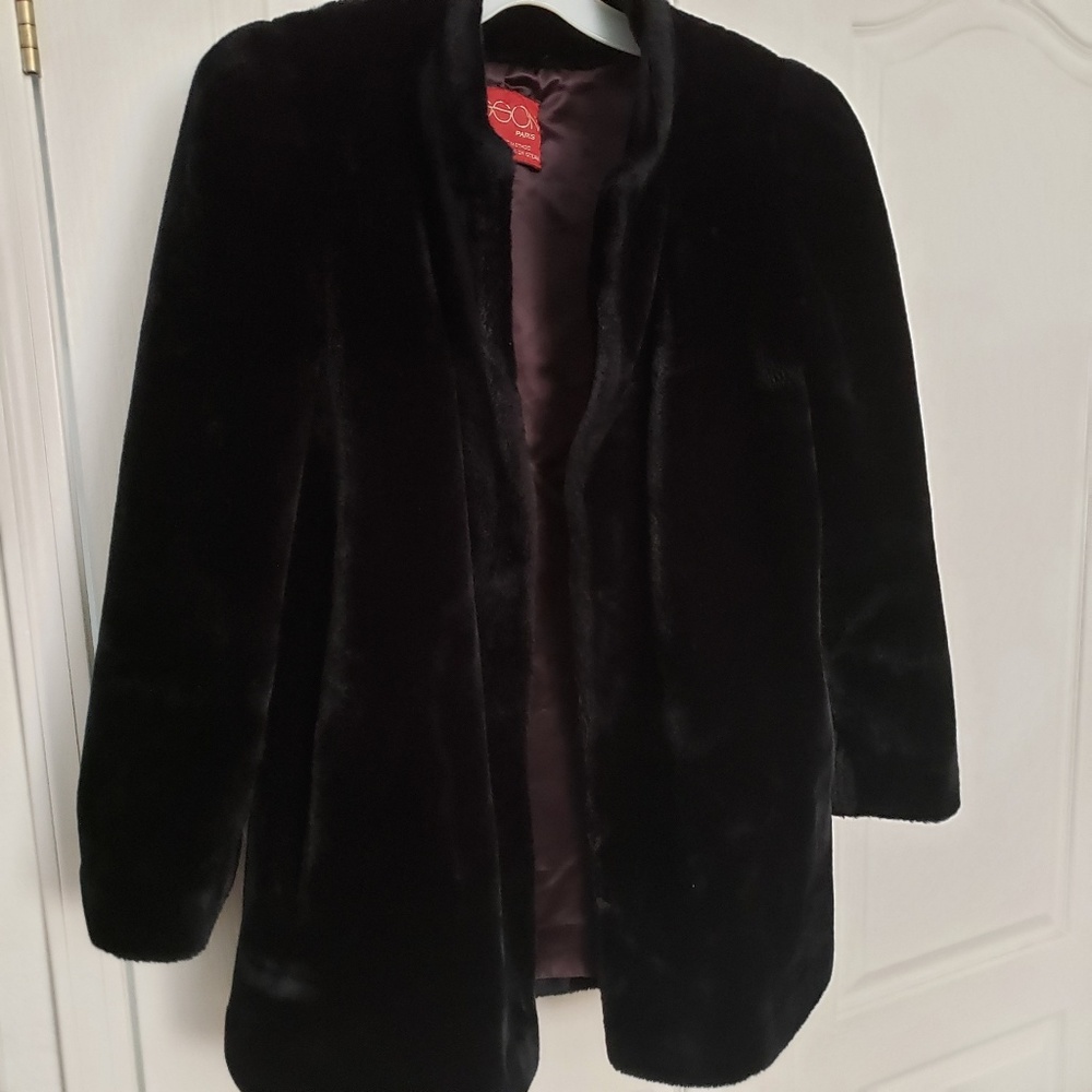 Sasson Vintage Faux Fur Black Jacket